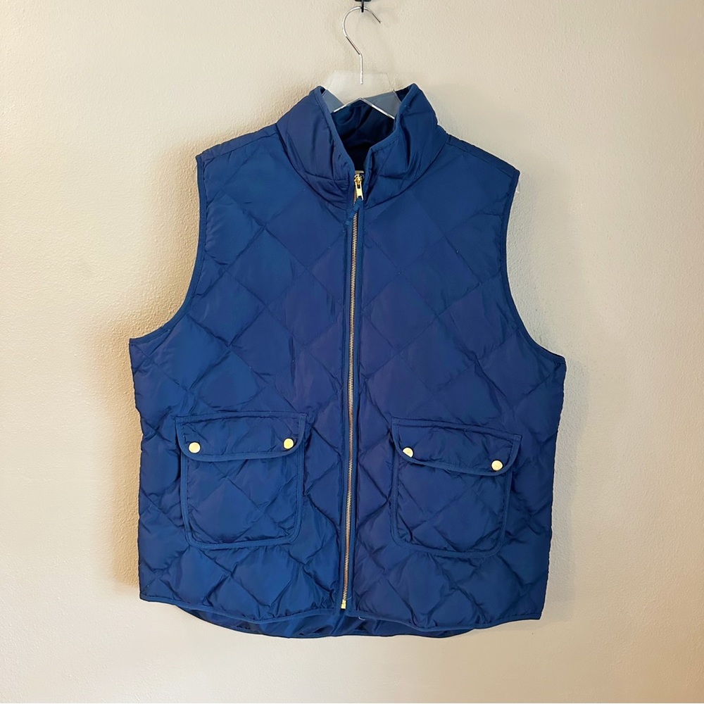 Wool rich down puffer vest navy blue XXL